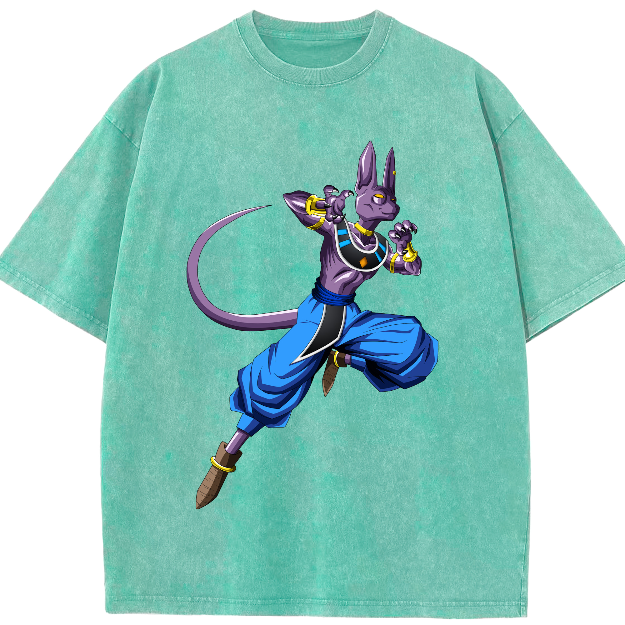 （画像用） ドラゴンボール ビルス 破壊神ビルス DRAGON BALL Beerus Birusu 綿100% ヴィンテージ風 半袖Tシャツ（フロントプリント）
